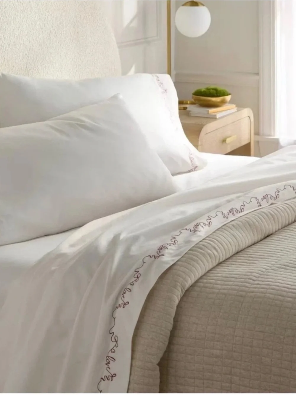 Threshold Performance Sheet Set Queen Love 400 Thread Count 100% Cotton New